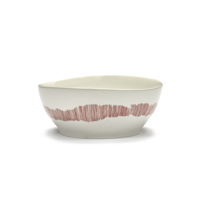 White Bowl with Red Stripes - S