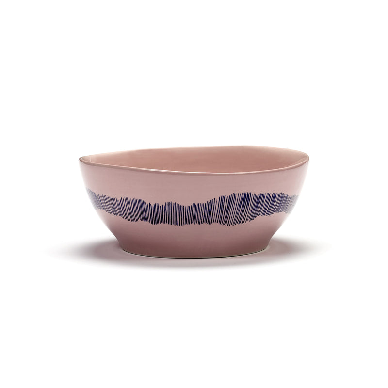 Delicious Pink Bowl with Blue Stripes - L