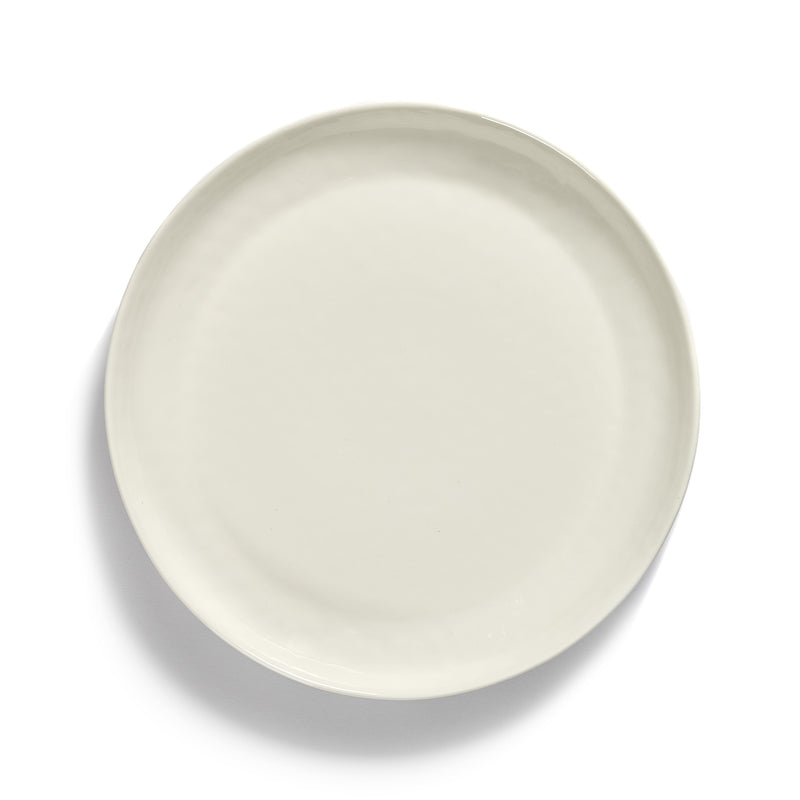White Serving Plate with Blue Stripes - M