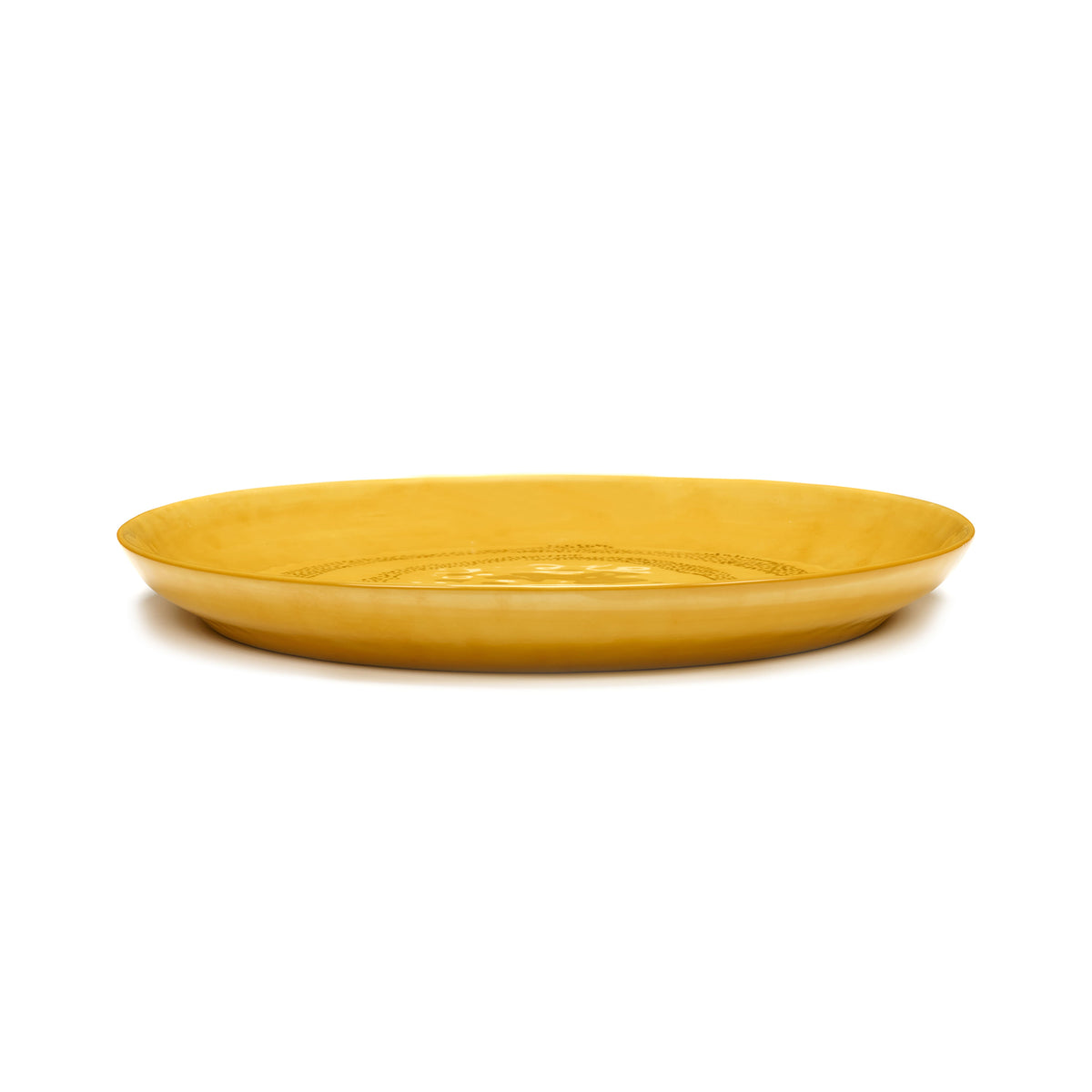 Sunny Yellow Serving Plate with Black Dots - M