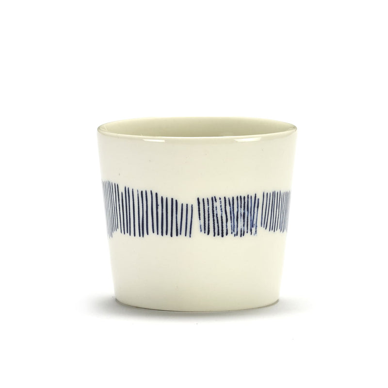 White Espresso Cup with Blue Stripes
