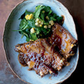 Bourbon-glazed spare ribs with smoked corn salad