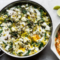 Braised eggs with leek and za’atar