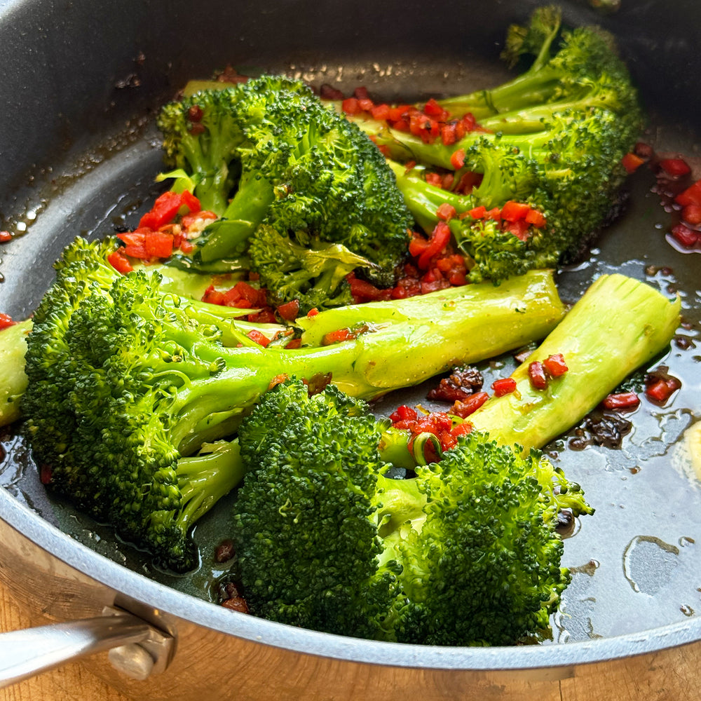 Broccoli ‘steaks’ with chilli maple butter and tarragon breadcrumbs 