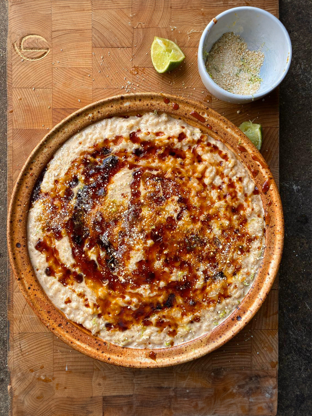 Browned butter and lime rice pudding
