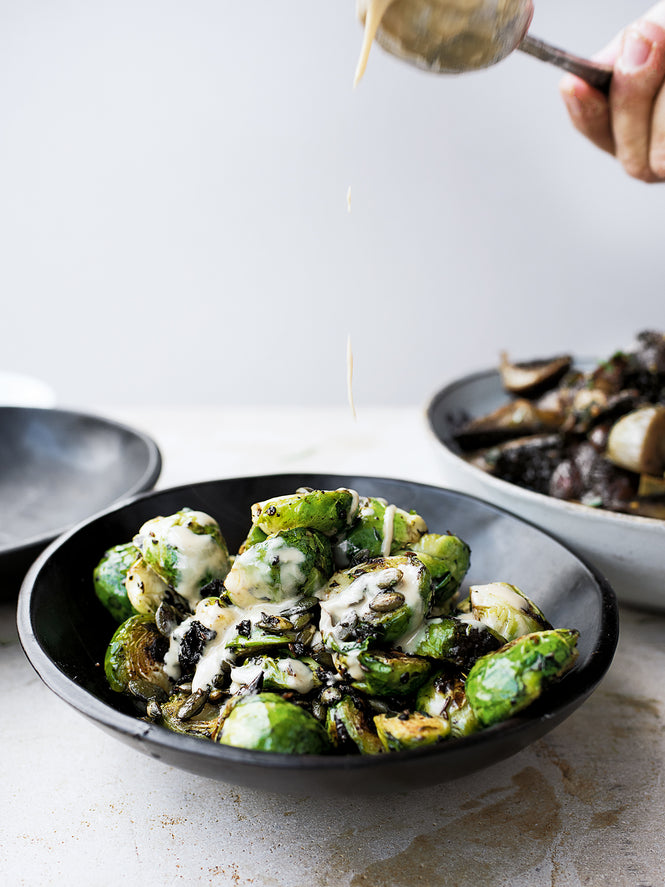 Brussels sprouts with burnt butter and black garlic