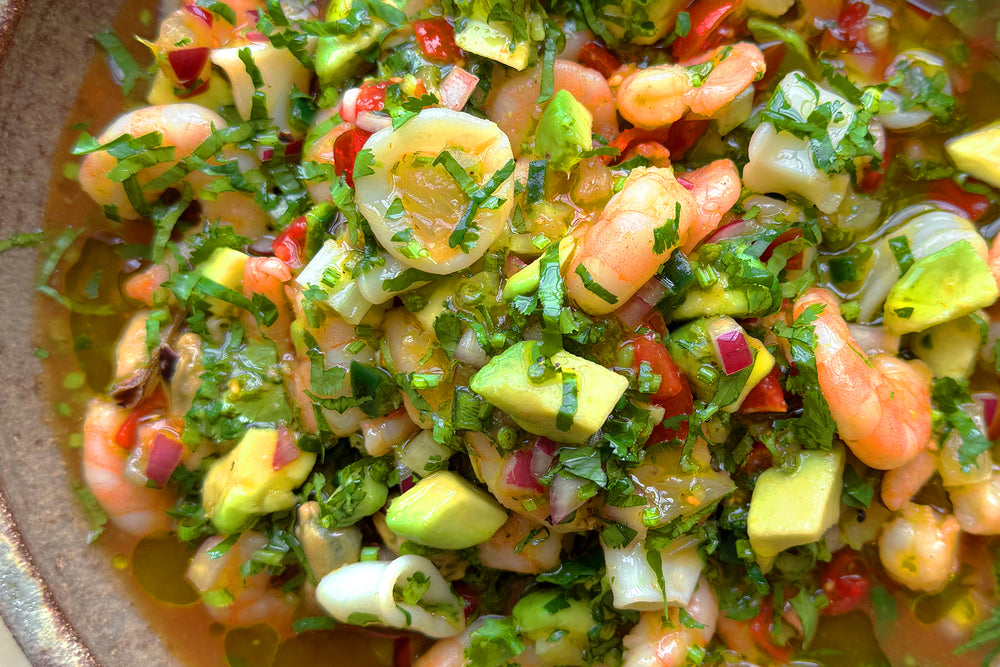 Acapulco ceviche (a spicy seafood salad)