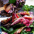 Candy beetroot with lentils and yuzu