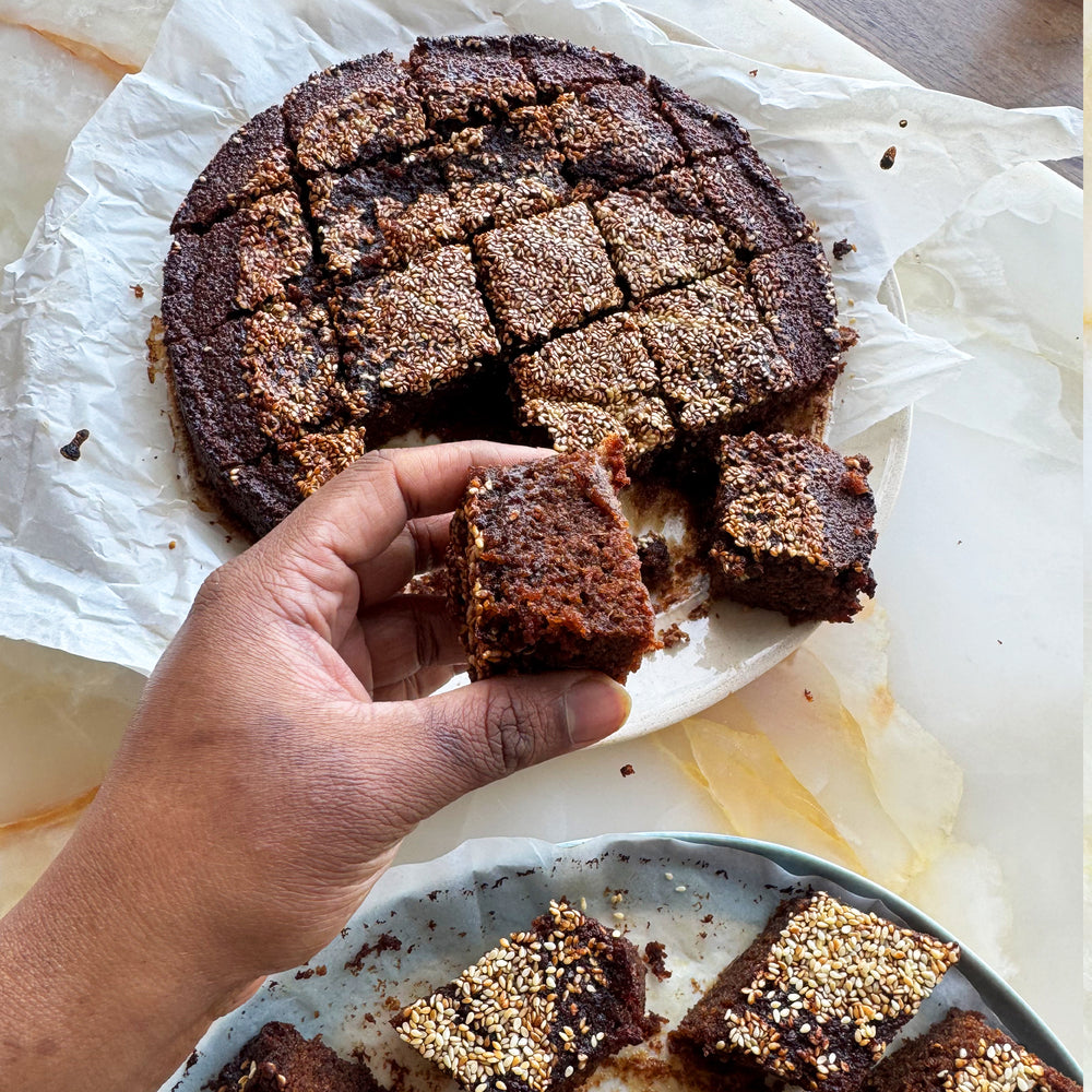 S’fouf b’ Debs (Lebanese-inspired carob cake)