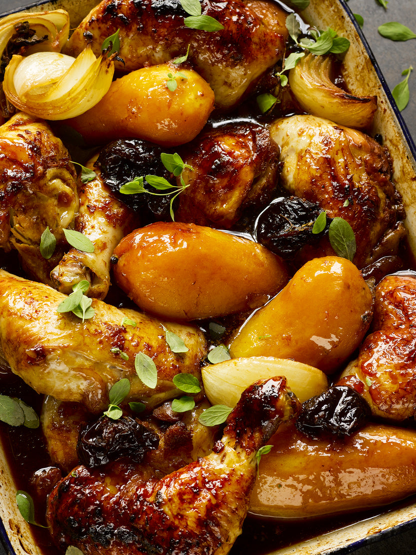 Chicken with prunes & pomergranate molasses Ottolenghi Recipes