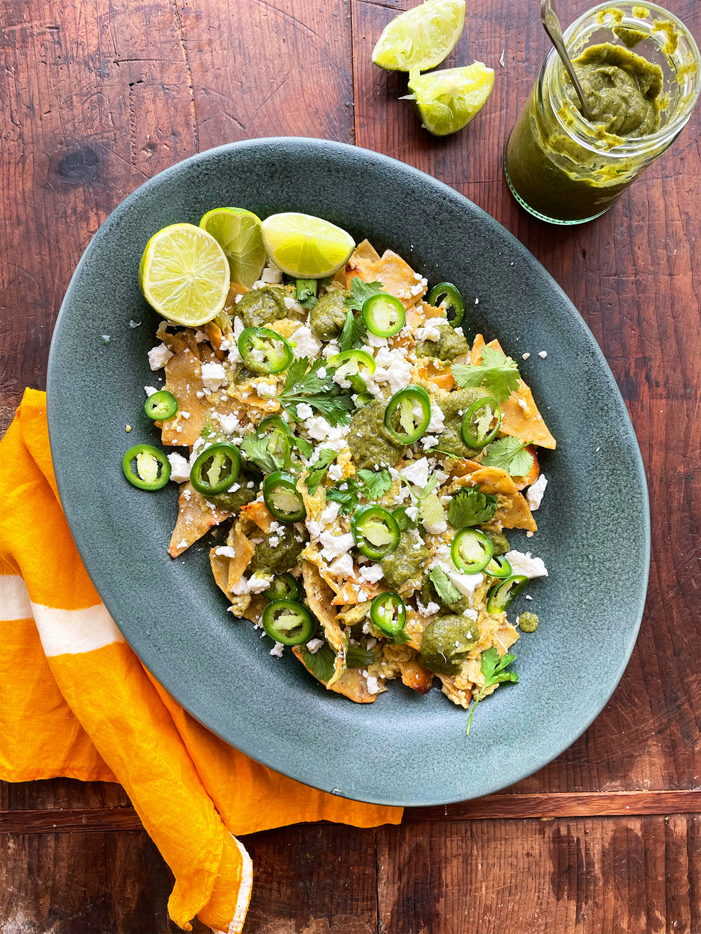 Chilaquiles with charred salsa verde