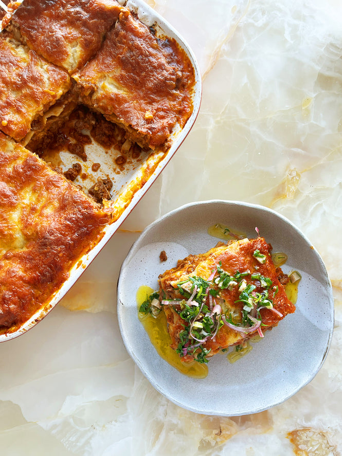 Lasagne with salsa verde