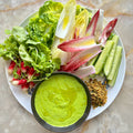 Coconut and tahini green goddess with sunflower seed dukkah