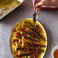Confit and grilled parsnips with herbs and vinegar