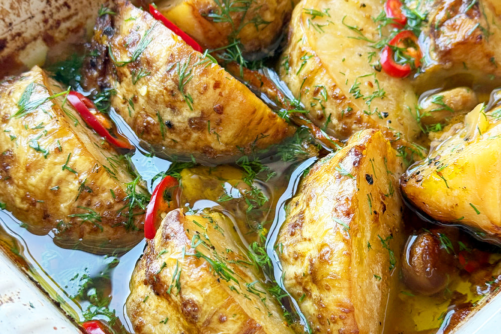 Confit celeriac with orange and dill