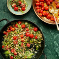 Couscous with grilled cherry tomatoes and fresh herbs