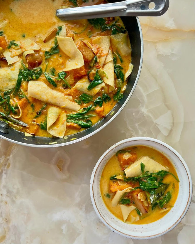 Butternut squash and poppadom curry