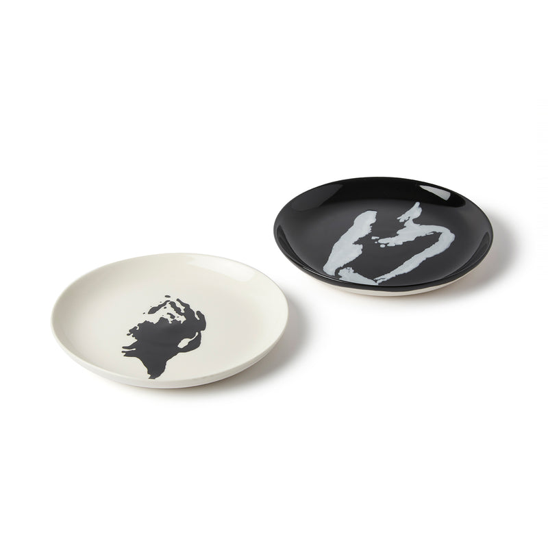 Black and White Vegetable Plates S - 2 Piece Set