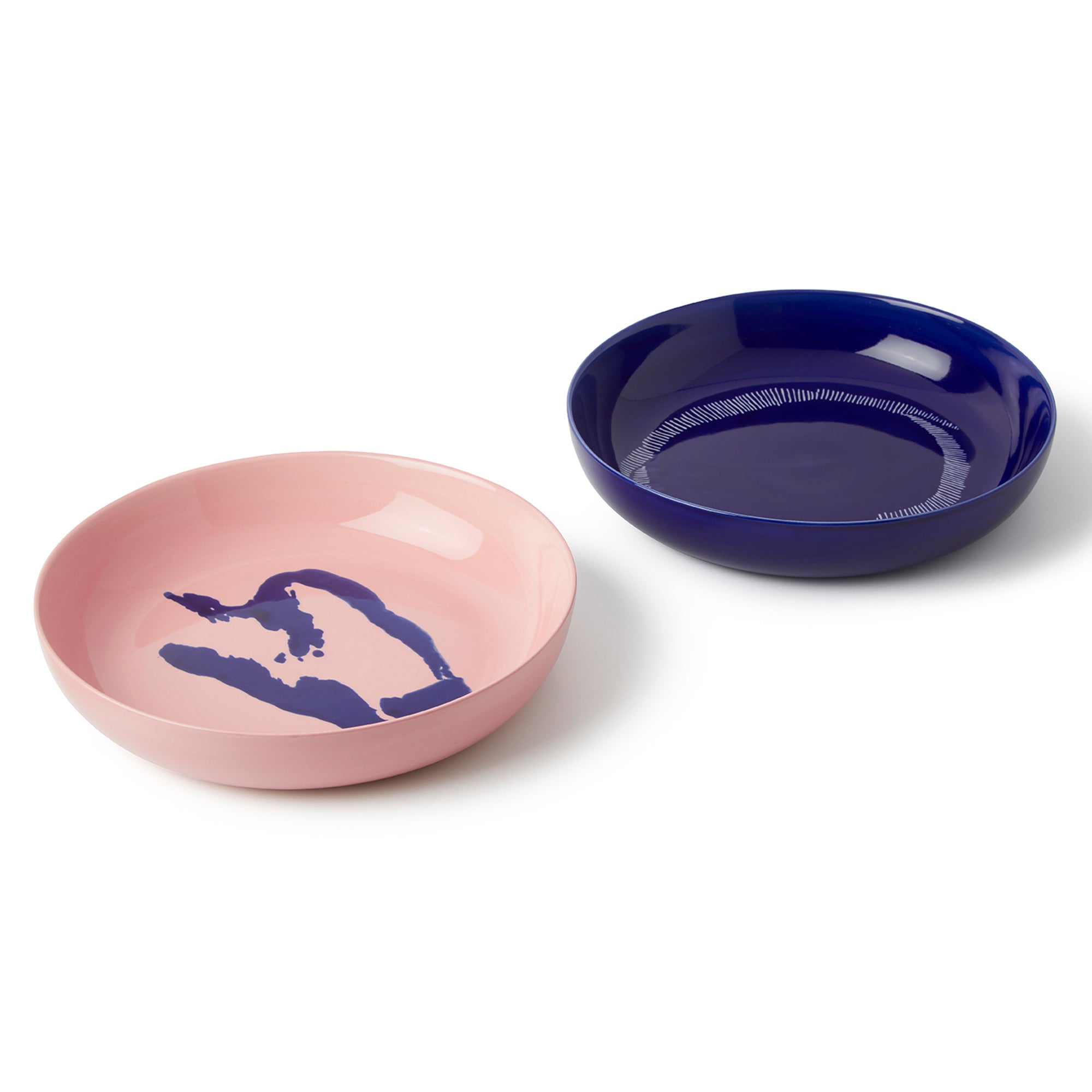 Pink and Blue High Side Plates 2 Piece Set