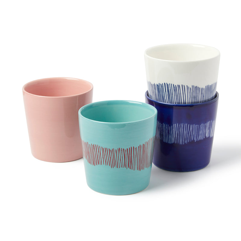 Mixed Design Coffee Cups - 4 Piece Set