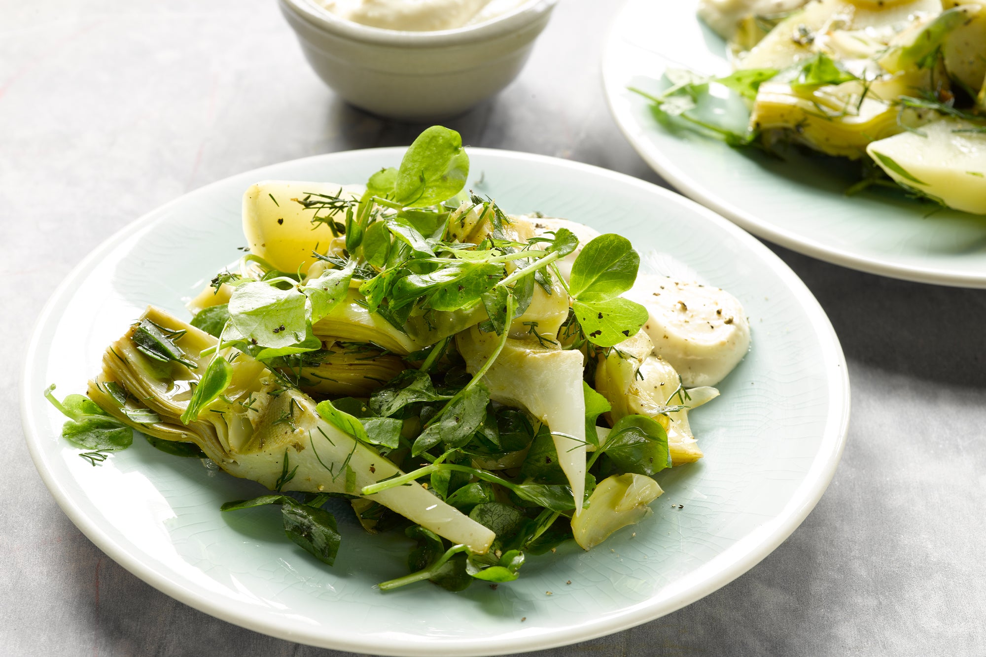 Globe artichoke salad with preserved lemon mayonnaise