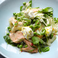 Hot smoked trout with fennel, peas and goat's cheese