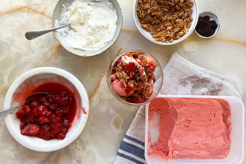 Jammy croissant strawberry sundae