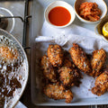 Kimchi and gruyere rice fritters