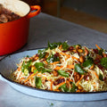 Lime and poppy seed slaw with curry leaf oil