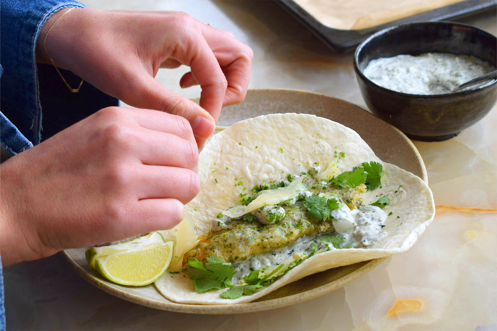 Nori “fish finger” tacos with tartar sauce