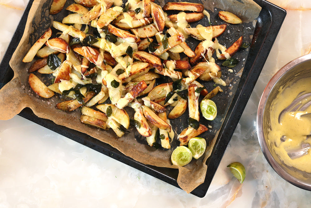 Oven chips with cardamon mayonnaise