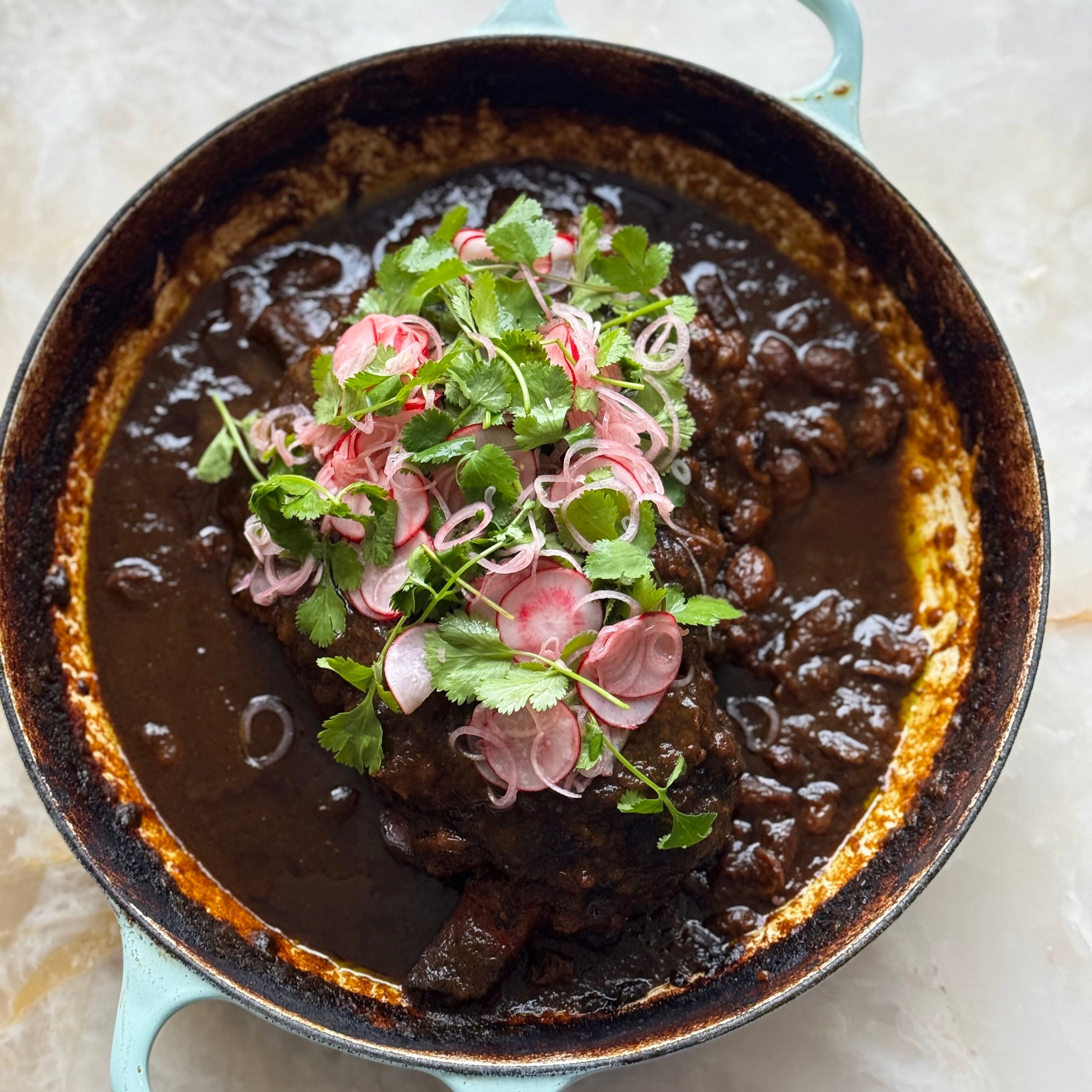 Roasted lamb with tamarind, coriander and a radish salsa