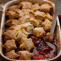 Plum and rhubarb cobbler with star anise & vanilla