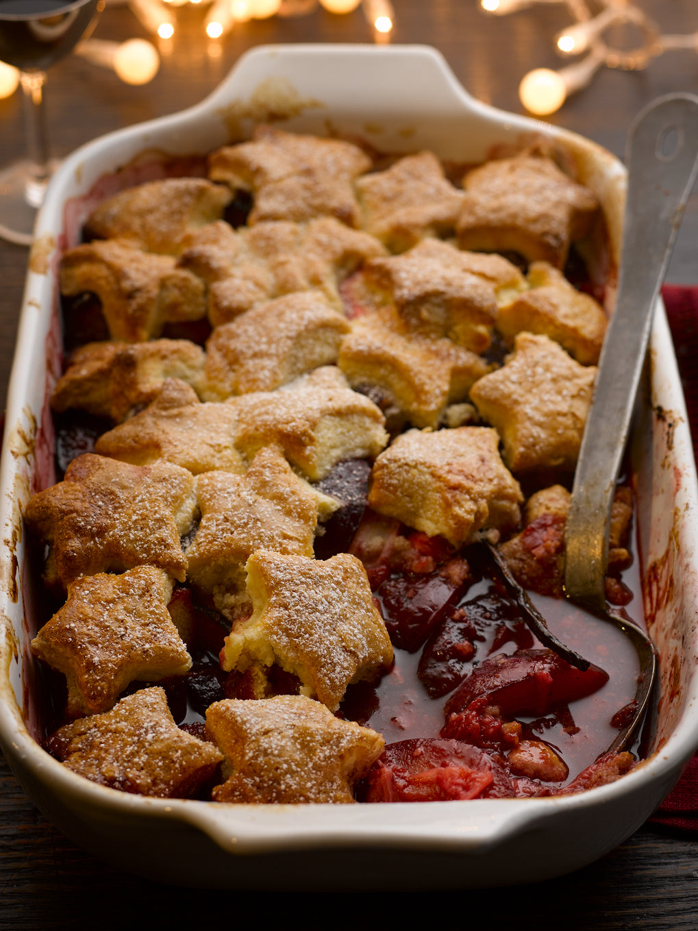 Plum and rhubarb cobbler with star anise & vanilla
