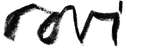 Black signature-like design on a white background