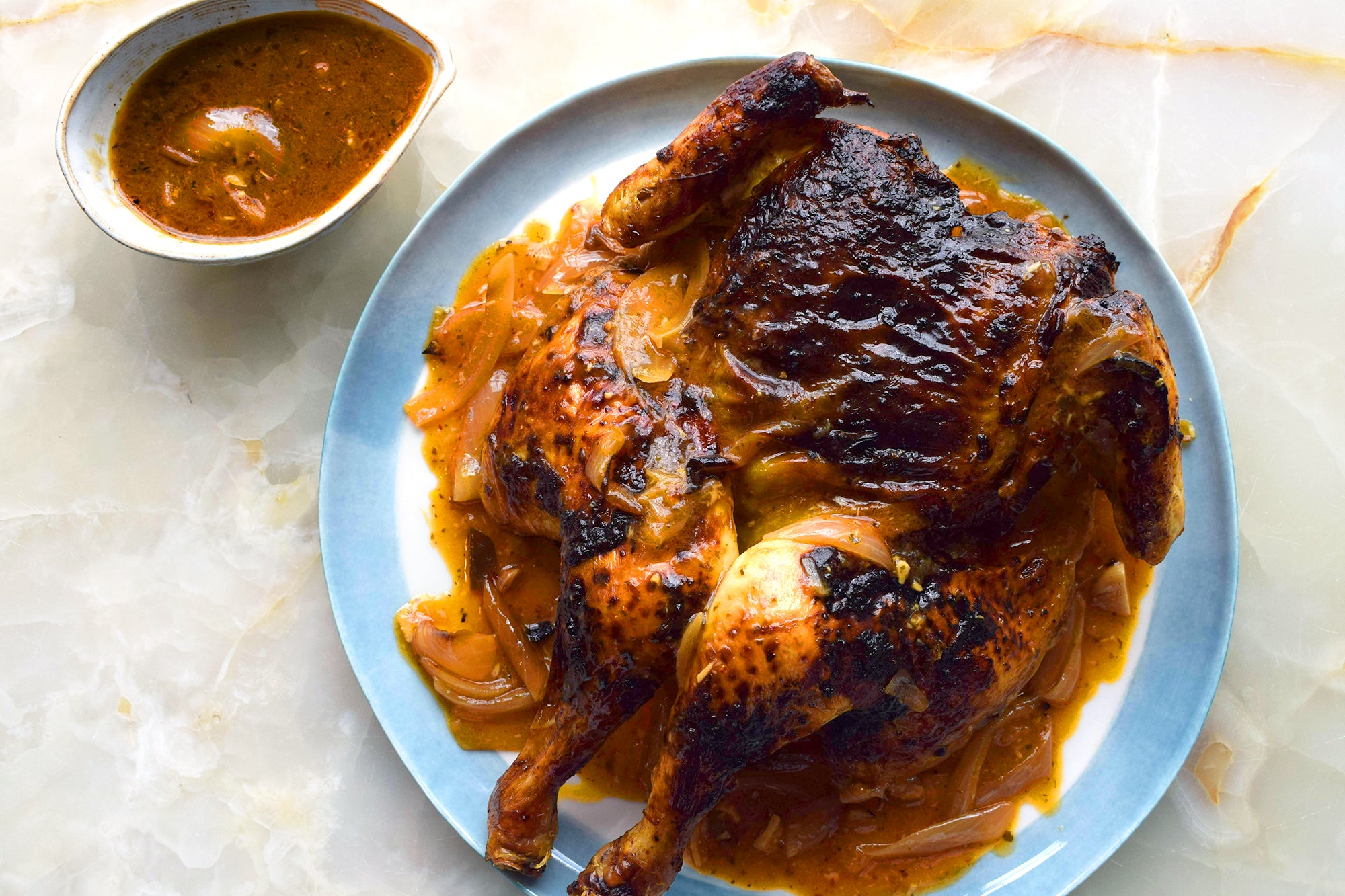 Roast turkey with ancho chilli gravy