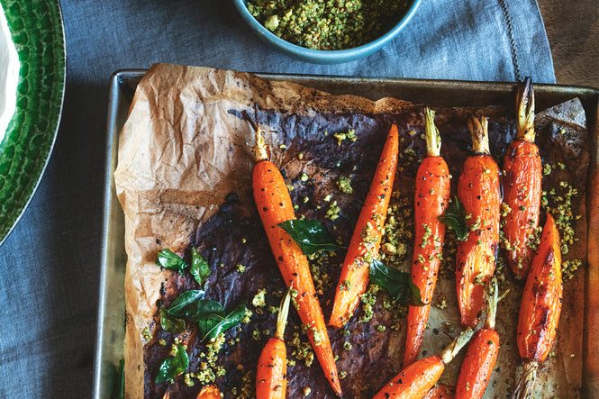 Roasted carrots with curry leaf dukkah