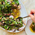 Sliced mushroom, salted cashew and yuzu salad
