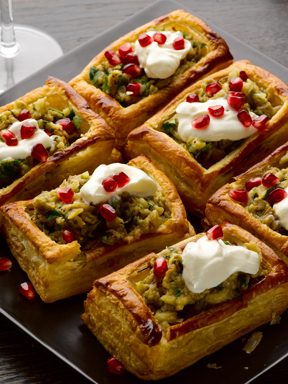 Smoked aubergine and yogurt vol-au-vents