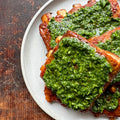Smoky ribs with green sauce