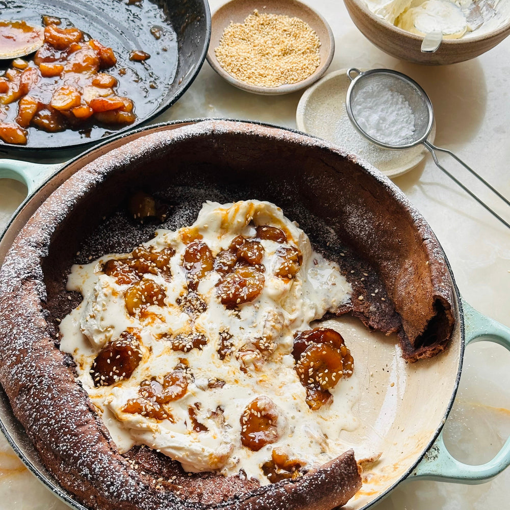 Chocolate Dutch Baby with caramelised bananas (2)