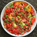 Tomato, rhubarb and elderflower salad 