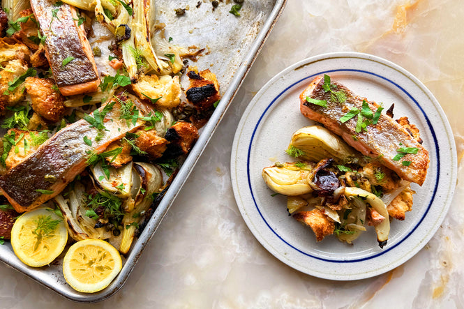 Fennel trout with ouzo and sesame bread