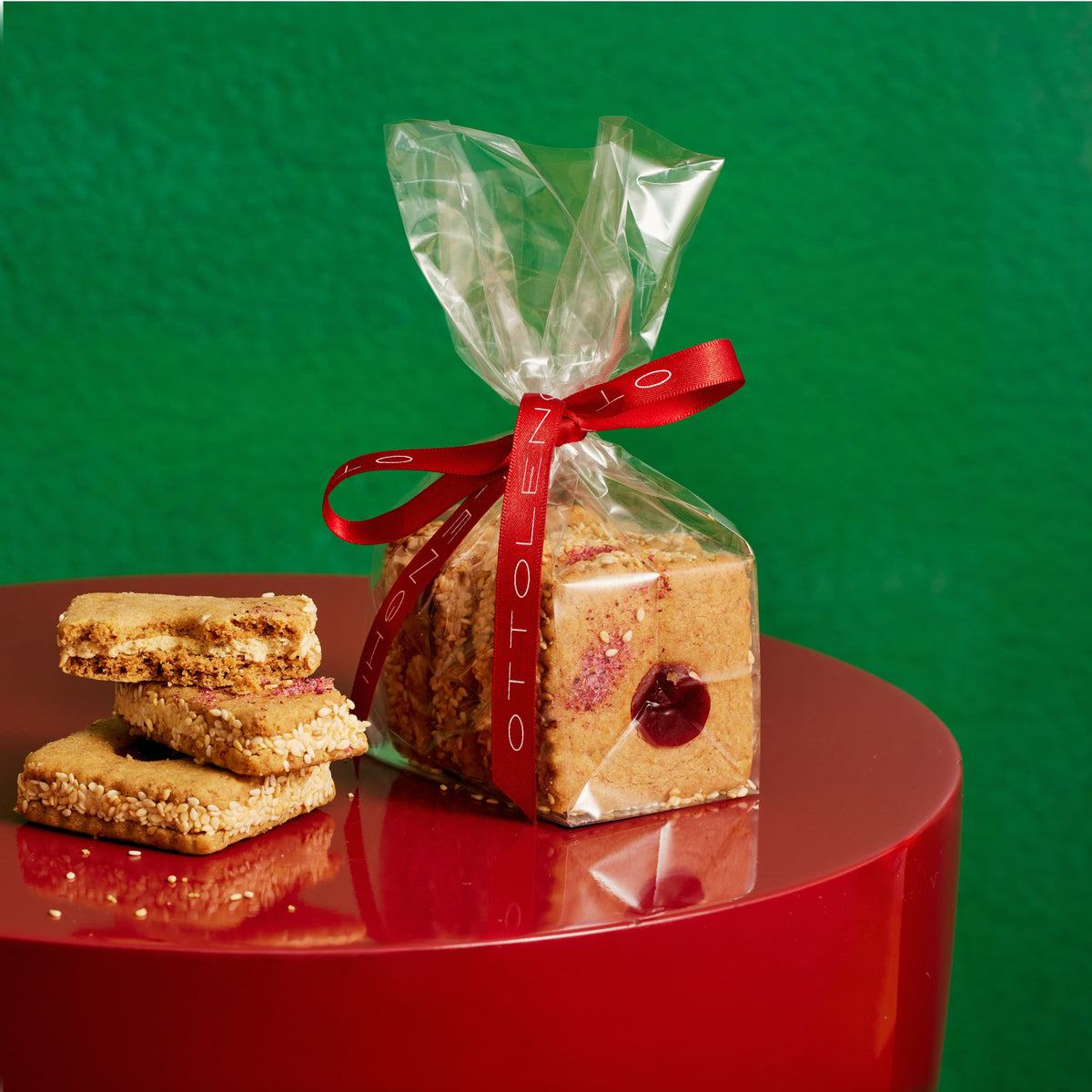 Tahini Linzer with Halva Cream