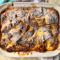 Saffron and cardamom panettone pudding